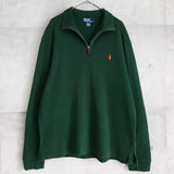 ポロ バイ ラルフローレン ハーフジップ スウェット ロゴ刺繍 ダークグリーン - NEWSED