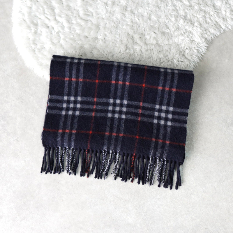 バーバリー マフラー カシミヤ ノバチェック ネイビー | ブランド古着