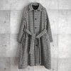 Ami Paris Houndstooth Wool Balmac Coat with Belted Waist Black/White