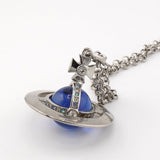 ヴィヴィアン ウエストウッド ラージ オーブ ラインストーン シルバー ロングネックレス - NEWSED