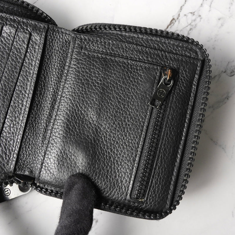 メゾン マルジェラ 四つタグ レザー ラウンドジップ コンパクトウォレット ブラック - NEWSED