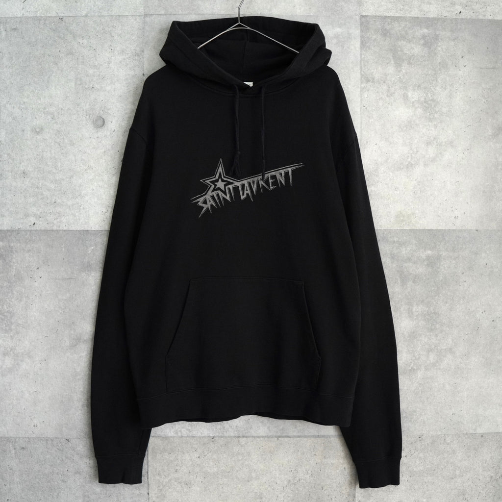 サンローラン パリ スター ロゴ パーカー ブラック