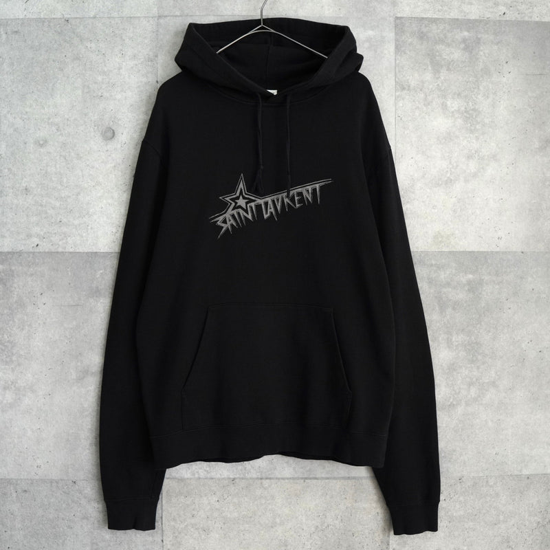 サンローラン パリ スター ロゴ パーカー ブラック - NEWSED