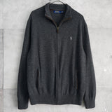 ポロ ラルフローレン フルジップ ドライバーズ ニット スモールポニー グレー - NEWSED