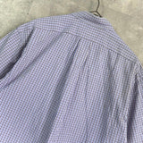 ラルフローレン ロゴ刺繍 チェック柄 半袖シャツ ブルー × ホワイト - NEWSED