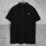 フレッドペリー ロゴ刺繍 半袖ポロシャツ ブラック × グリーン - NEWSED