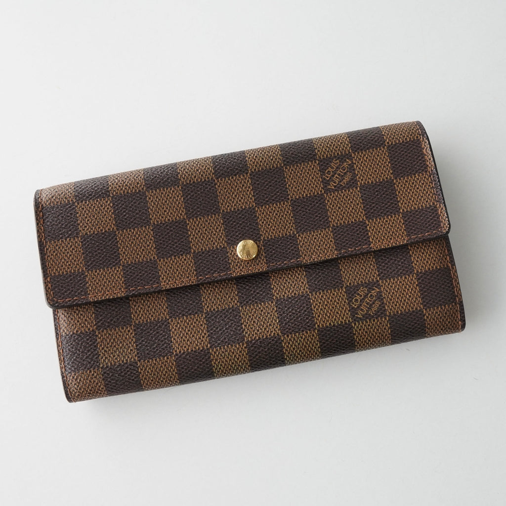 ルイ ヴィトン ダミエ ポルトフォイユ・サラ 長財布 フラップ ブラウン