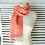 ロエベ アナグラム ダブルフェイス リバーシブル ウール アンゴラ マフラー ピンク / グレー - NEWSED