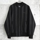 ステューシー ストライプ柄 ロゴ刺繍 ウール ジャケット ブルゾン ブラック / グレー - NEWSED