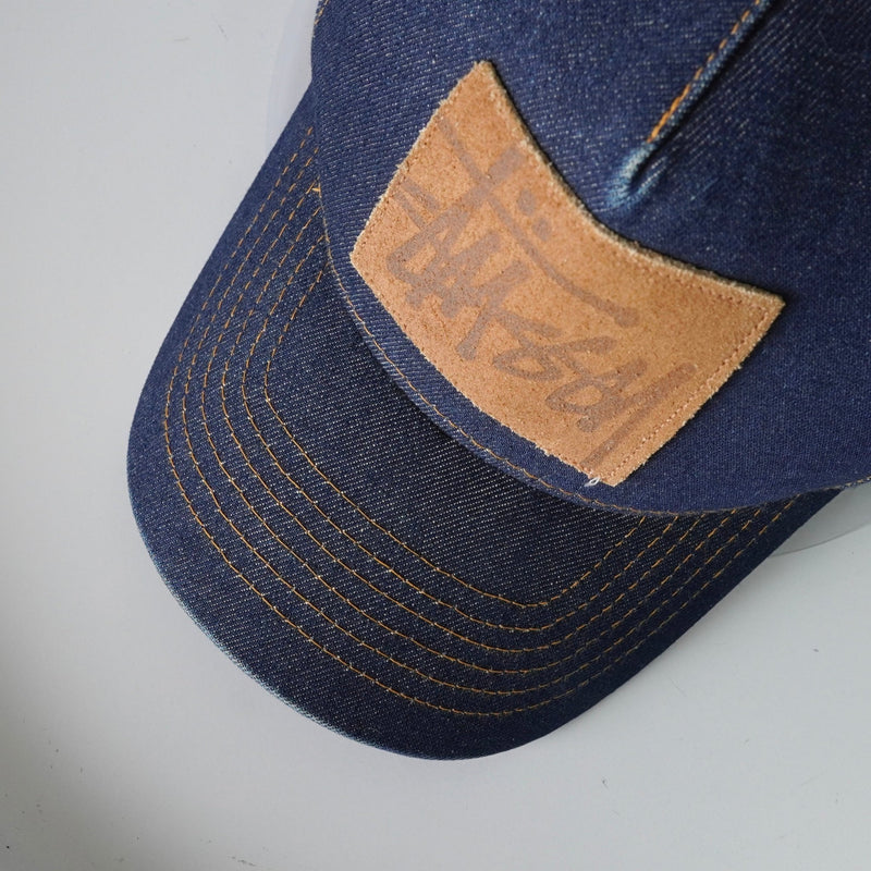 ステューシー ロゴ レザーパッチ デニム キャップ - NEWSED