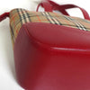 バーバリー ノバチェック ナイロンキャンバス / レザー ミニハンドバッグ ベージュ / レッド