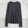 Polo Ralph Lauren logo henley neck long sleeve cut and sew grey ladies