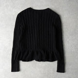 ポロ ラルフローレン ケーブル編み フリル ニット カーディガン レディース ブラック - NEWSED