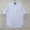Polo Ralph Lauren logo embroidered striped short-sleeved shirt in blue