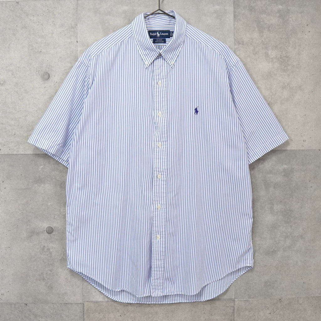 Polo Ralph Lauren logo embroidered striped short-sleeved shirt in blue