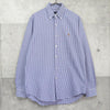 ポロ ラルフローレン 長袖シャツ ゴルフロゴ 刺繍 チェック柄 ブルー