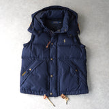 ポロ ラルフローレン ダウンベスト ロゴ刺繍 フード付き ネイビー - NEWSED