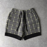 アルマーニ エクスチェンジ 千鳥格子柄 ニット セットアップ カーディガン ショートパンツ レディース グレー - NEWSED