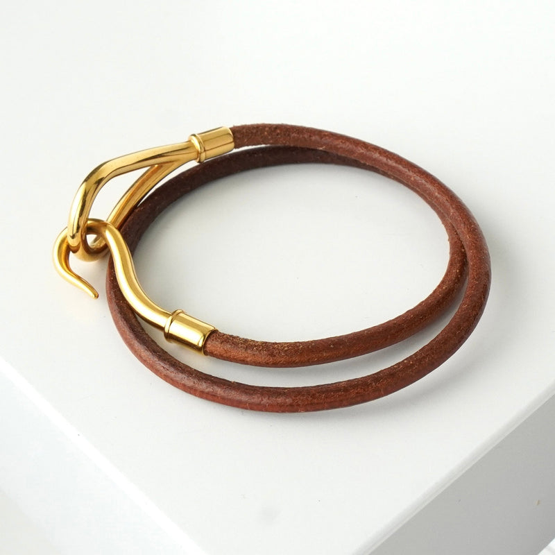 エルメス レザー ジャンボ チョーカー ブレスレット ブラウン 箱付き - NEWSED