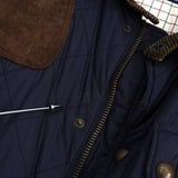 ポロ ラルフローレン スエード切り替え コーデュロイ襟 キルティングジャケット ネイビー - NEWSED