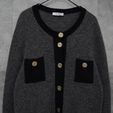 イヴ サンローラン ヴィンテージ 金ボタン カーディガン グレー レディース - NEWSED