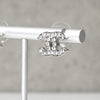 Chanel Coco Mark Rhinestone Earrings, Silver