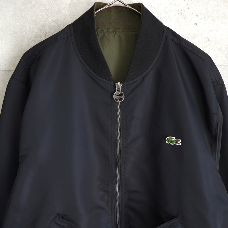 ラコステ リバーシブル ブルゾン ロゴパッチ ブラック/カーキ - NEWSED