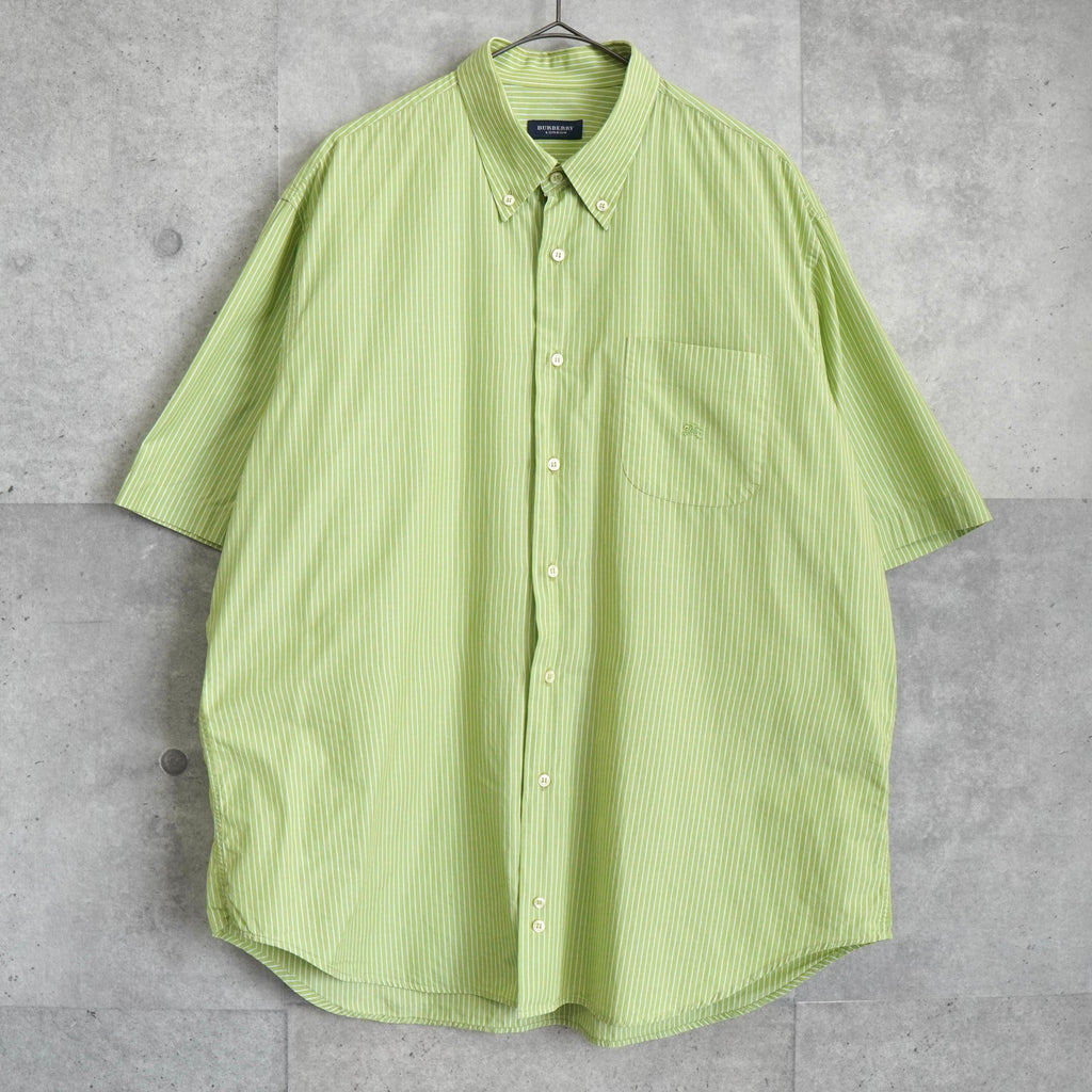 Burberry 马标志条纹短袖衬衫（绿/白）