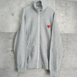 プレイ コム デ ギャルソン ハートロゴ ジップアップ スウェット グレー - NEWSED