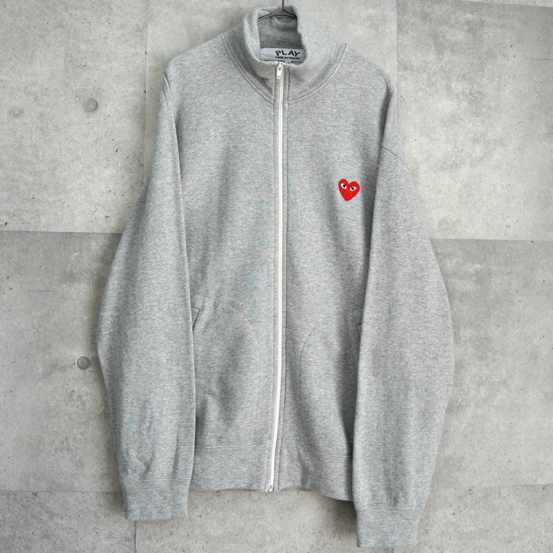プレイ コム デ ギャルソン ハートロゴ ジップアップ スウェット グレー - NEWSED