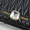 ミュウミュウ マテラッセ レザー ビジュー チェーン ウォレット ショルダーバッグ ブラック