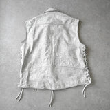 エムエムシックス メゾン マルジェラ オーバーサイズ ペンキ加工 ダブル ライダース ベスト ホワイト - NEWSED