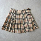 バーバリー ブルー レーベル ノバチェック プリーツ ウール ミニスカート ベージュ - NEWSED