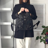 プラダ ポコノ テスート ナイロン / レザー リュックサック ブラック ギャランティカード付き - NEWSED