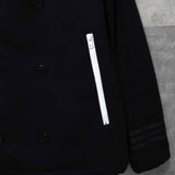 アディダス ロゴ ジッパー ウール ピーコート メンズ ブラック - NEWSED