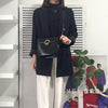 Celine 圆形徽标金属皮革单肩包 黑色