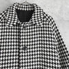 Ami Paris Houndstooth Wool Balmac Coat with Belted Waist Black/White