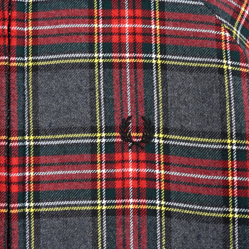 フレッドペリー リバーシブル ロゴ 刺繍 チェック柄 キルティングジャケット ブルゾン カーキ / グレー - NEWSED
