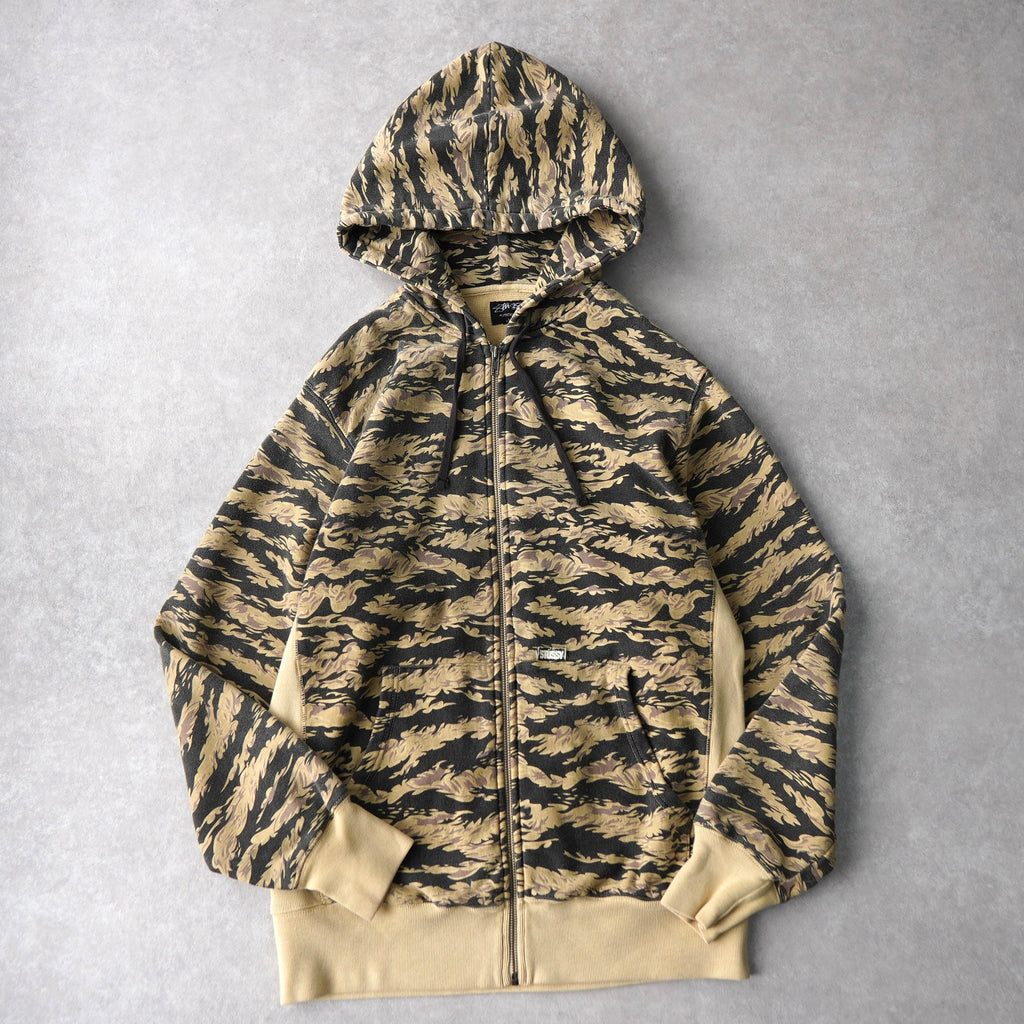 ステューシー オールド カモ柄 ジップアップ パーカー フーディー カーキ