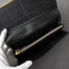 Prada Saffiano Leather Bi-fold Long Wallet Gold Black Guarantee Card Box Included