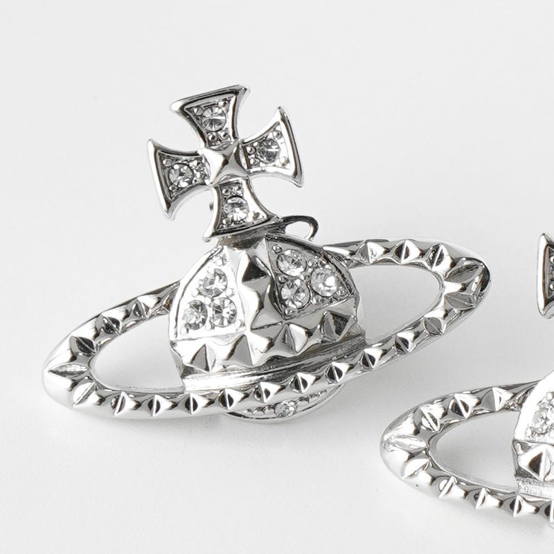 ヴィヴィアン ウエストウッド オーブ ラインストーン シルバー ピアス 箱付き - NEWSED