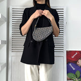 ディオール トロッター キャンバス / レザー サドルバッグ アクセサリーポーチ ハンドバッグ グレー / ネイビー - NEWSED