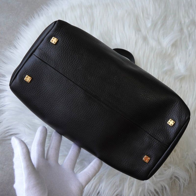 ロエベ アナグラム ミニボストンバッグ ハンドバッグ ブラック - NEWSED