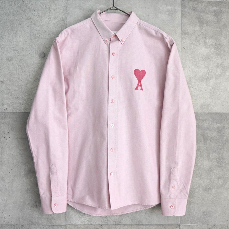 アミパリ アミ パリス ハートロゴ 長袖シャツ ピンク - NEWSED