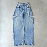 エムエムシックス メゾン マルジェラ スラッシュディティール デニム ジーンズ ブルー - NEWSED