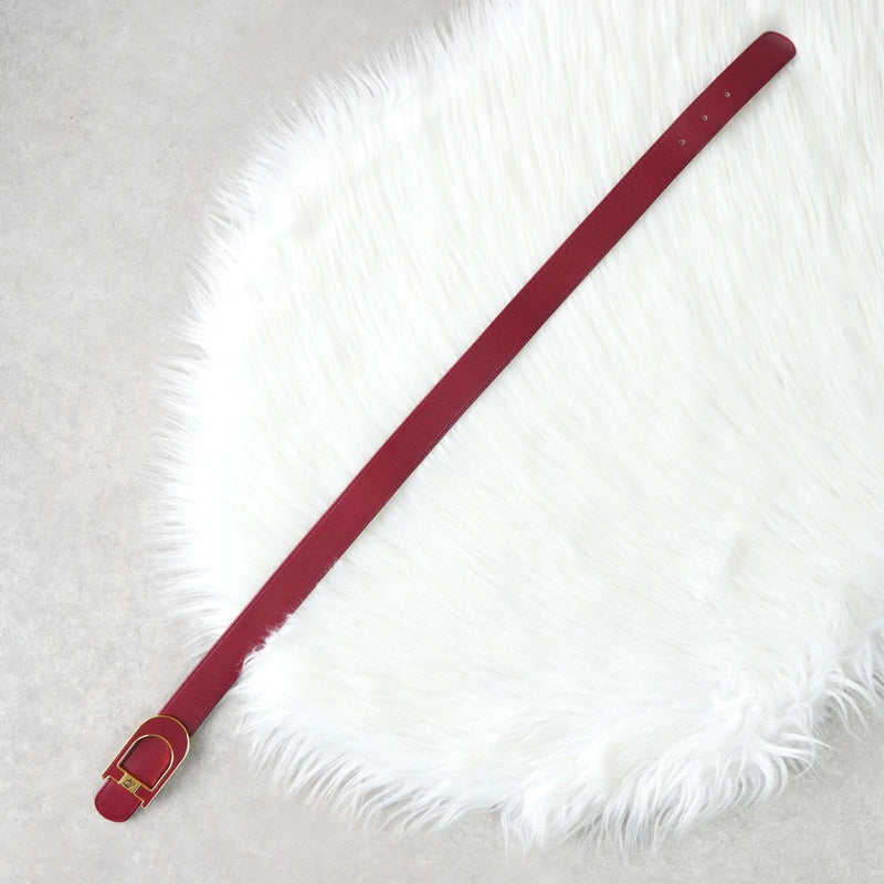 クリスチャンディオール ヴィンテージ ロゴ レザー ベルト ボルドー レディース - NEWSED