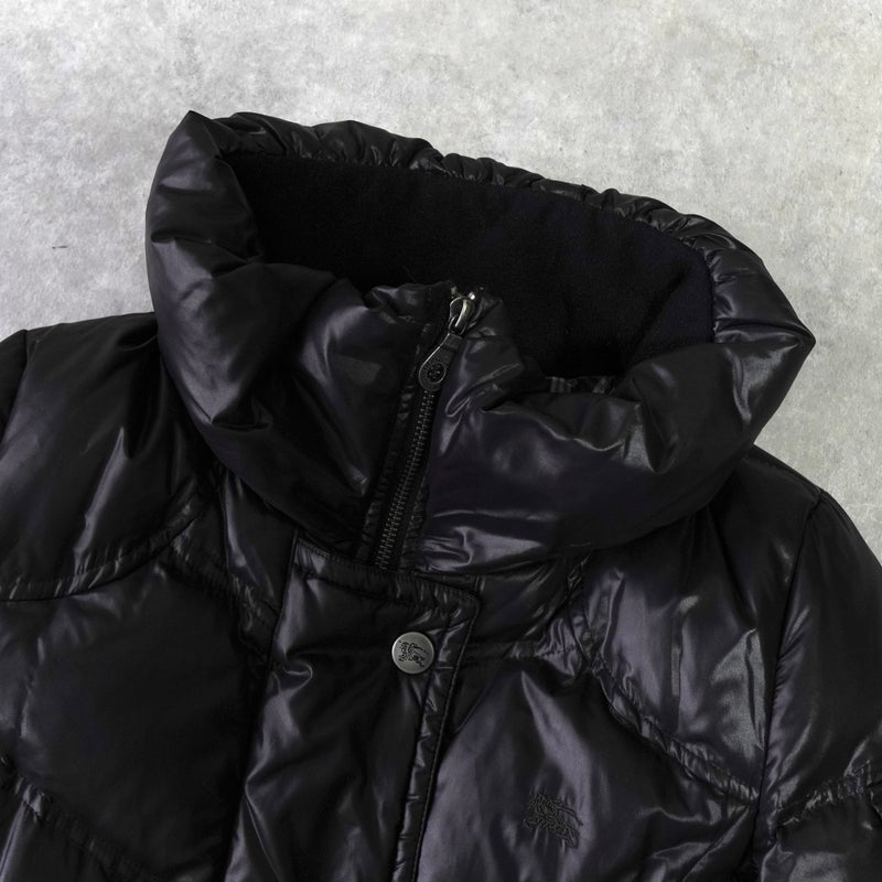 バーバリー ブルーレーベル ホースロゴ ノバチェック裏地 ロング ダウンジャケット レディース ダークブラウン - NEWSED