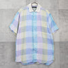 クリスチャン ディオール ヴィンテージ リネン チェック柄 半袖シャツ パステルカラー マルチカラー