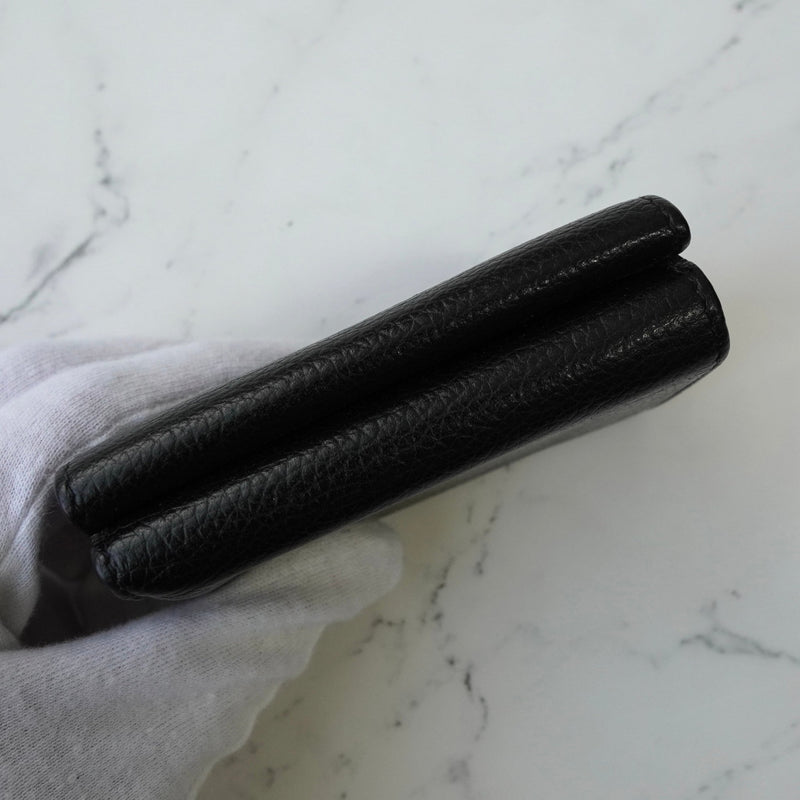 バレンシアガ エブリディ レザー 三つ折り財布 コンパクトウォレット ブラック - NEWSED