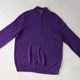 ポロ ラルフローレン ハーフジップ ニット ロゴ刺繍 パープル